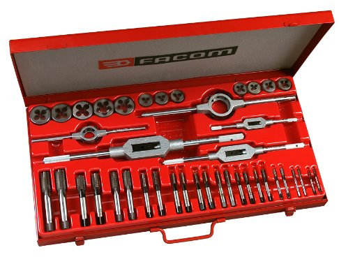 FACOM - Compositions de Tarauds, Filières et Porte-Outils - 221.227J2 - Coffret Tarauds et Filières - 2 Tarauds par Dimensions Ébaucheur et Finisseur - Tarauds au Cobalt - Plateau et Boîte Inclus