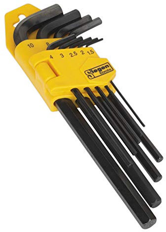 Siegen By Sealey 9pc Long Allen Key Hex Set, Metric - S01091