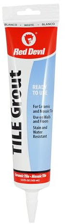 Red Devil 0425 Pre-Mixed Tile Grout Repair Squeeze Tube, 5.5 oz, White