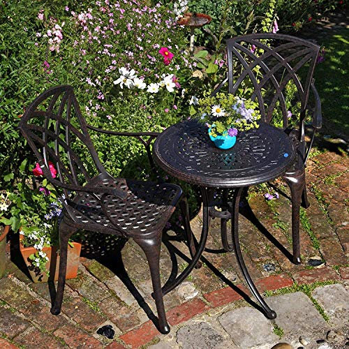 Lazy Susan Ella Round 2 Seater Cast Aluminium Garden Set - Antique Bronze (April chairs, No cushions)