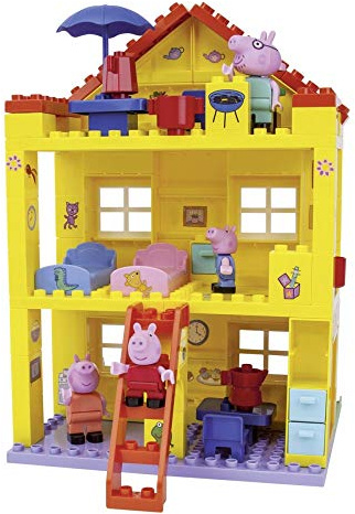 BIG Spielwarenfabrik 800057078 Peppa Pig Haus - Peppa´s House, Construction Set, Big-Bloxx Set bestehend aus Familie und Gebäude, 107 Teile, Multicolour, für Kinder ab 18 Monaten