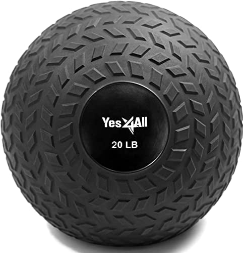Yes4All 1YHQ Slam Balls Medizinball 9 kg, Schwarz für Kraft, Power und Training