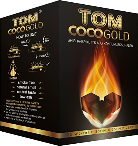 4 x 1 kg Kohle Natur in Tom Cococha Gold für Shisha und Wasserpfeife