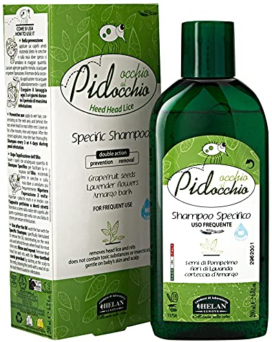 Helan, Occhio al Pidocchio, Champú Antipiojos - Piojos Tratamiento para Piel Sensible - Champu Antipiojos y Liendres con Aceite de Andiroba - Locion Piojos y Liendres con Flores de Lavanda - 200 ml