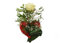 langstielige Rose (50 cm) in rotem Herz (Rose: weiß)