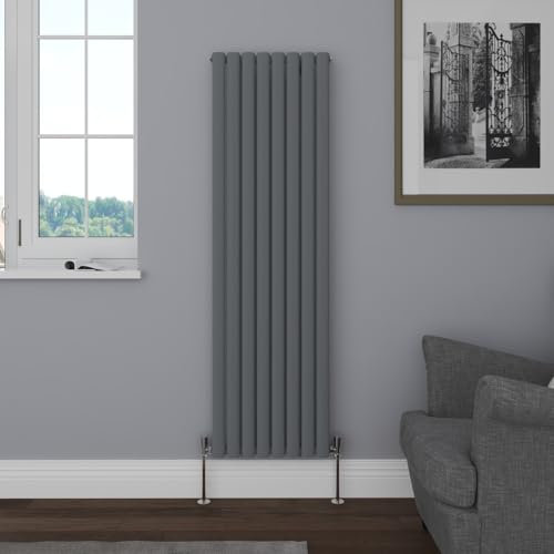 NRG Vertical 1600x472 Oval Column Designer Radiator Central Heating Single Panel Anthracite