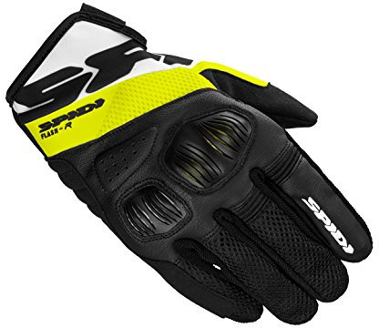SPIDI, Flash-R Evo, Guanti Moto per Uomo, Protettivi e Resistenti, Guanti Moto Estivi Impermeabili e Antiscivolo, con Touchscreen Capacitivo, Peso Medio 0, 1 kg, Colore Nero e Giallo Fluo, Taglia S