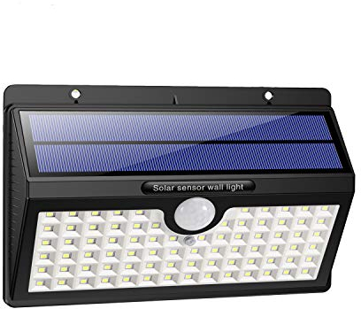 HETP Solarleuchte für Außen, [1 Stück] 78 LED Solarlampe Außen 180Deg Superhelle Solarleuchte mit Bewegungsmelder Sicherheitswandleuchte 3 Modi [2000mAh] Wasserdichte Wandleuchte Gar ZJ-SL78 Schwarz