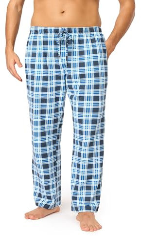 Timone Herren Schlafanzugshose Lang Pyjamahose aus Baumwolle Freizeithose Schlafhose Loungewearhose mit Taschen Nachtwäsche Hose für Herren Sleepwear TPP-001 (Muster-16 (9632301), M)
