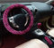 3 in 1 Soft Leopard Auto Lenkradbezug Handbremsgriff Schalthebelmanschette Abdeckungen 38 cm Kurzer Plüsch Warmer Winter für alle Autos Rot
