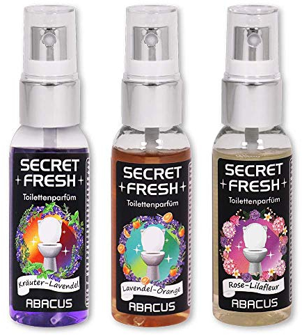 ABACUS® Secret Fresh Toilettenparfüm Mediterran Mix, Toiletten Parfüm – verhindert Gerüche & schützt vor peinlichen Situationen – Toiletten Parfum, Secret Fresh Toilettenparfüm 3x 50 ml (7401)
