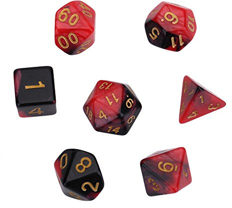 Polyhedral 7-Die Dice Set Colorful Polyhedral Dices Table Juegos de rol Set de Dados Forma Irregular (Color : Red)