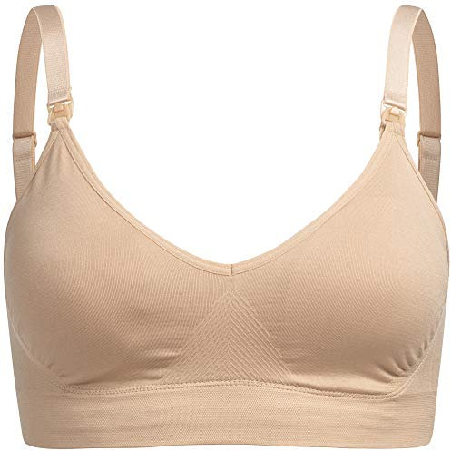 Herzmutter Still BH ohne Bügel - inkl. BH-Verlängerung - herausnehmbare Still-Einlage - Schwangerschaft - gepolstert - 1er Set - 5200 (Beige, XL-XXL)