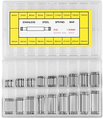 360 stücke Edelstahl Uhrenarmband Link Pins Federstege Uhr Pin Professionelle Uhr Entferner Repair Tool Set 6-23 Durchmesser (Silber)