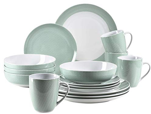 MÄSER 931565 Kitchen Time II - Vajilla para 4 personas (16 piezas, porcelana), color verde pastel
