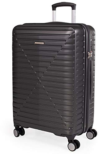 london Fog ABS Hartschalenkoffer - Reisegepäck mit 8 Spinner-Rädern | Teleskop-Zuggriff | TSA Sicherheitsschlösser LFL005, dunkelgrau, M, Cavendish
