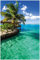 Wallario Poster - Karibisches Meer Einsame Hütte unter Palmen in Premiumqualität, Größe: 100 x 150 cm XXL-Poster