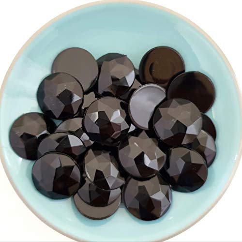 MajorCrafts® 48pcs 20mm Star Facets Large Flat Back Round Acrylic Rhinestones Craft Gems (Jet Black)