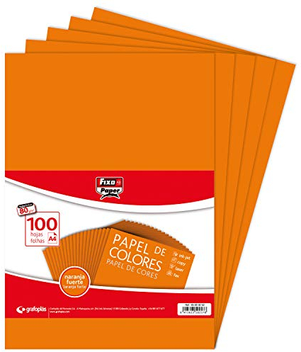 FIXO Paper 65009252 Packung mit 100 Blatt à 80 g, Papier, orange, A4, stück