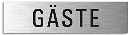 Schild Gäste 16x4 cm Türschild aus Aluminium gebürstet Edelstahl-Optik selbstklebend 10158-S