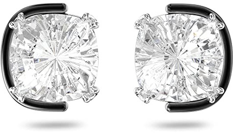Swarovski Boucles d'oreilles Harmonia, clous d'oreilles taille coussin, finition mix de métal, blanc