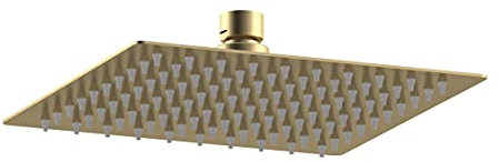 nuie A8088 Windon | Modern Bathroom Square Easy Clean Fixed Shower Head, 200mm, Brushed Brass