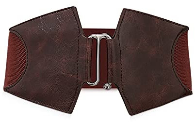 LumiSyne Large Ceinture Élastique Pour Femme Ceinture En Cuir Ceinture Extensible Dames Boucle De Crochet En Alliage Bande Élastique Vintage Ceinturon Pour Robe Manteau Chemise