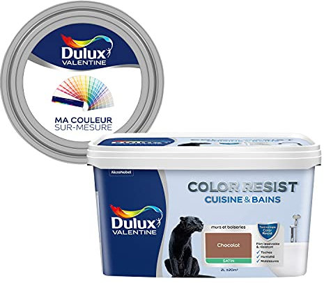 Ma Couleur Sur-Mesure par Dulux Valentine – Peinture Intérieure Murs, Plafonds, Boiseries - Palette Intemporelle, Cuisine & Bain Satin, Chocolat, 2 L