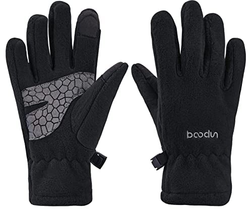 Arcweg Handschuhe Kinder Fleece Warm Laufhandschuhe Winter Gloves rutschfest Fahrradhandschuhe Touchscreen Winterhandschuhe Jungen Mädchen Fingerhandschuhe Camping Laufen Schwarz XL-XXL 9-10 Jahre