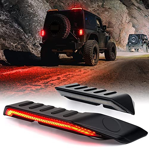 TDHLW LED High Mount Bremslicht mit Blinkern und Bremslichtern, dritter Bremslicht-Spoiler, kompatibel mit Jeep Wrangler JK JKU 2007–2018