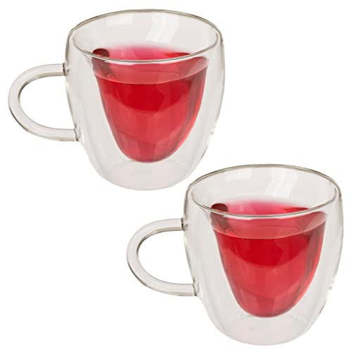 MIJOMA doppelwandige Thermogläser Herzform – 2er Set Teegläser aus Borosilikatglas | schwebendes Herz | isolierte Gläser für Latte Macchiato, Cappuccino, Tee & Kaffee (ca. 10,4 x 9,5 cm, ca. 240 ml)
