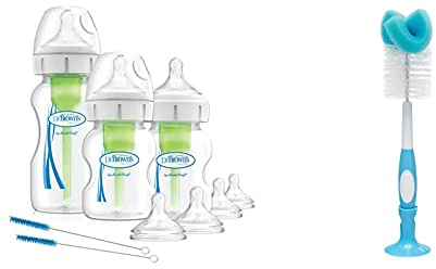 Dr. Brown's Options+ Anti Colic Baby Bottle, Wide Neck, Starter kit & Bottle and Teat Brush
