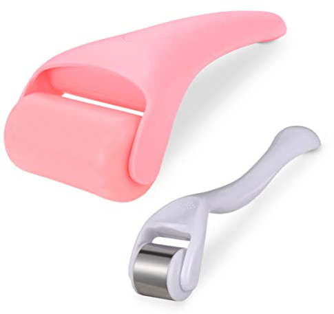 BOWKA Eisroller Ice Roller 2 Stück Gesichtmassageroller Kryotherapie Akupressur Akupunktur Unterstützung Muskel Entspannung für Falten Puffiness für Gesicht Körper Augen(RS)