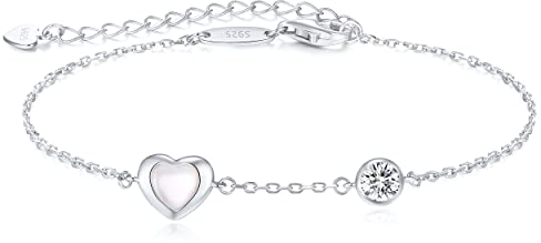 LOUISA SECRET Armband Damen Infinity Armband Silber 925 Damen Zirkonia Herz Armband Verstellbares Armband Valentinstag Geburtstag Jahrestag schmuck Geschenk für Frauen & Freundin zum & mama