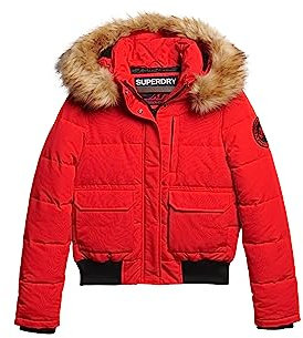 Superdry Damen Everest Bomber-Steppjacke mit Kapuze Hohes Risiko Rot 42