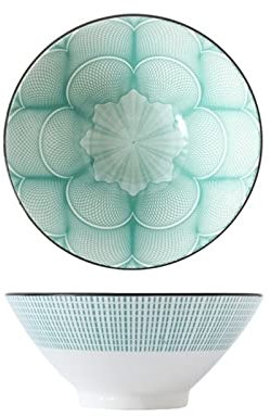 Ensembles d'assiettes et de bols Salade Soupe Ramen Bol, 32 OZ Empilable Rond En Porcelaine Fine Céréales Pâtes Bol De Service, Grande Capacité Bols En Céramique Micro-Ondables (Couleur : Vert) (Vert