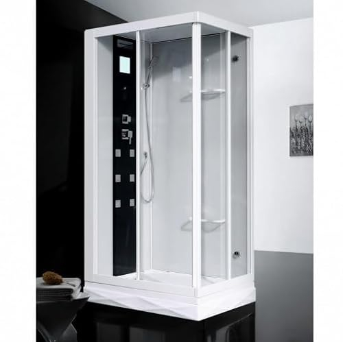 Bagno Italia box doccia idromassaggio rettangolare reversibile 110x80 cm con bagno turco radio e led
