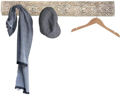 Oriental Galerie Garderobe Kleiderhaken Vintage Landhaus Shabby Chic Wandbrett Panel mit Haken Braun 100 cm