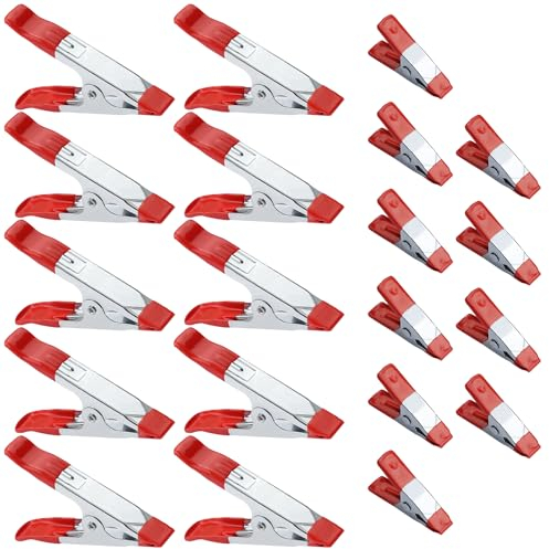 20 piezas Abrazaderas de Resorte de Metal, Pinzas para Hacer Modelos con Punta Recubierta de Goma, Abrazaderas de Madera Antideslizantes para Carpintería Lona Clips (4 inch + 2 inch)
