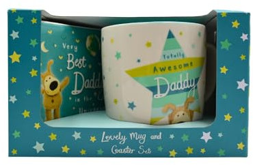 Boofle Awesome Daddy Mug & Coaster Gift Set Daddy's Starry Surprise! Gift Idea