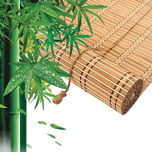 tow000ack Tapparella Avvolgibile in bambù Naturale Tenda a Rullo Oscurante per Interni,Cortina Protezione Solare e della Privacy per Finestre,Personalizzabile,Larghezza x Altezza (90cm x 80cm)