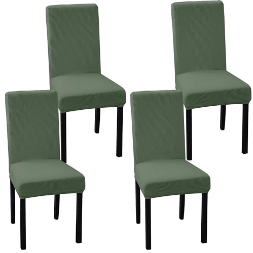 Ocves Stuhlhussen für Esszimmer, 4 oder 6 Stück, dehnbar, Esszimmerstuhlhussen, abnehmbar, waschbar, Stuhlschoner für Bankett, Küche, Party und Zuhause (Matcha-Grün, 4 Stück)