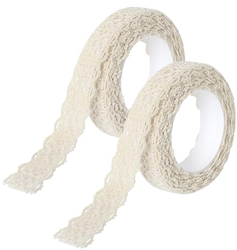 Lace Ribbon Lot de 2 rouleaux de ruban décoratif vintage en coton Convient pour l'artisanat et les décorations de mariage