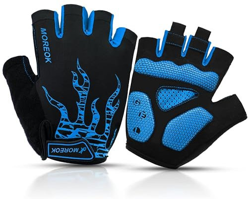 Nesirooh Guanti Bici MTB Uomo e Donna, Guanti Ciclismo Estivi Gel Mezze Dita per Bicicletta Palestra Arrampicata Montagna Corsa Sport(blu, XL)