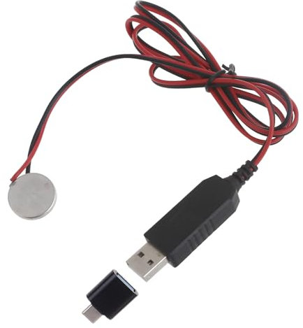 QIXIAMO USB auf 3V CR2032 Dummy-Akku-Ladekabel mit Typ-C-Adapter, Ersatz für CR2032 3V Batterie in Thermometer, Fernbedienung, Spielzeug, Taschenrechner uvm.