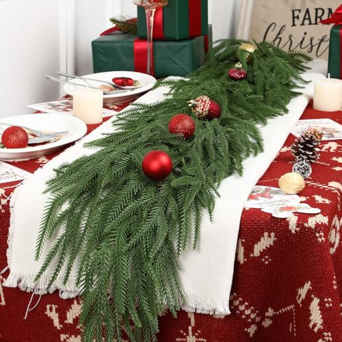 Alupssuc Guirnalda Navidad Verde 6FT (180 cm), Corona PE, Decoración para Puerta/Mesa/Escalera/Chimenea/Balcón/Escaparates, Exterior