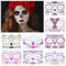 Kiiwah 8 Hojas Tatuajes Temporales Halloween, Pegatinas Cara Halloween Día de Los Muertos Cráneo Cara Tatuajes Calavera Floral Rosas Rojas Tatuajes Temporales para Halloween Maquillaje