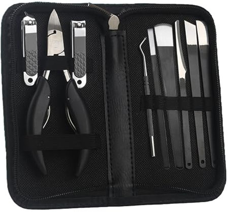 9Pcs Toenail Clippers for Thick and Ingrown Nails, Black Nail Clipper Kit, Professional Podiatrist Toe Nail Clippers-Heavy Duty Stainless Steel Pedicure Toenail Scissors Tools for Men Women