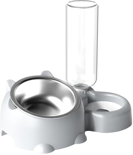 PhnkjGh Bol de Nourriture pour Chien, Bol pour Chien - Bol Distributeur de Nourriture incliné à 16 degrés avec Distributeur d'eau - Plat Amovible pour Chat, Bol d'alimentation pour Animaux de