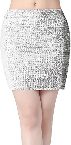 Rrongwn Frauen Paillettenröcke Funkle Dehnbare Bodycon Glitzer Röcke Glänzender Kurzer Hip Wrap Rock Minirock Für Party Cocktail Kleid Performance Kostüm